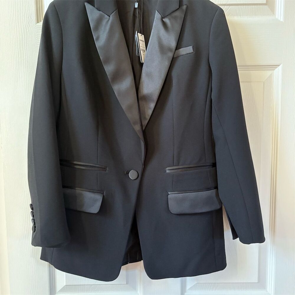 Express ‎ NWT Women's Tuxedo Blazer Black Peak Lapel Size XS Party/Cocktail Wear